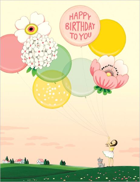 Birthday Card / Floral Balloons