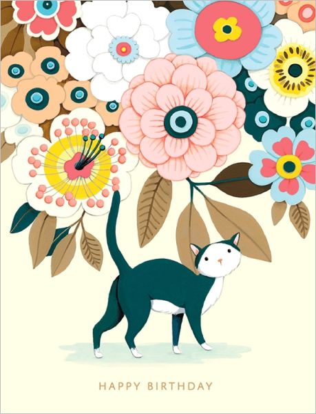 Birthday Card / Floral Kitty