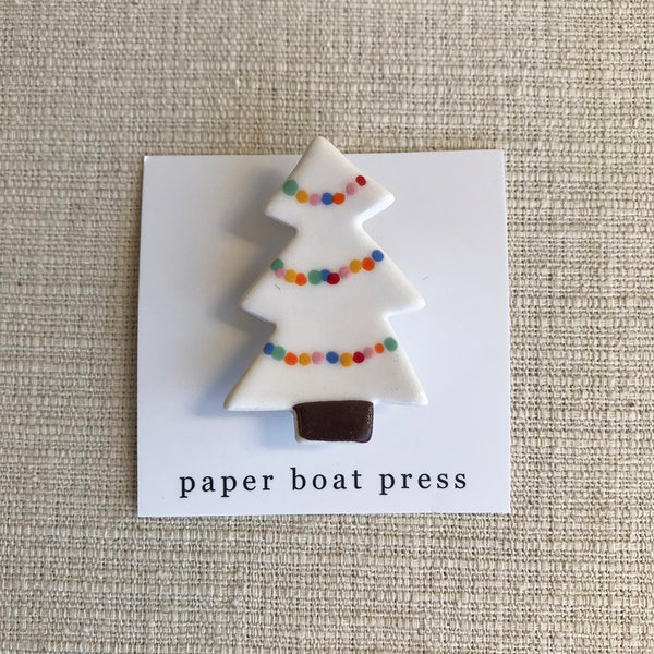 Christmas Tree Brooch / White