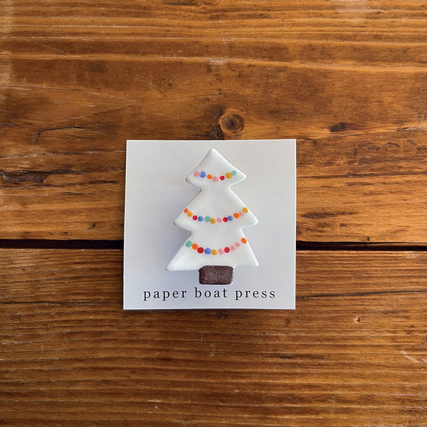 Christmas Tree Brooch / White