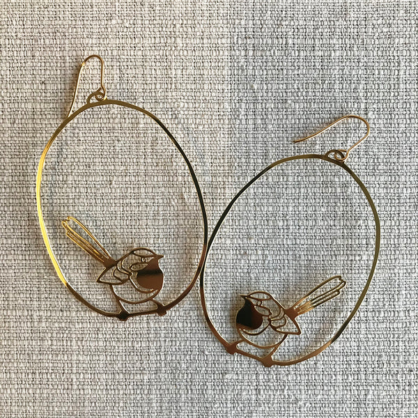 Fairy Wren statement earrings