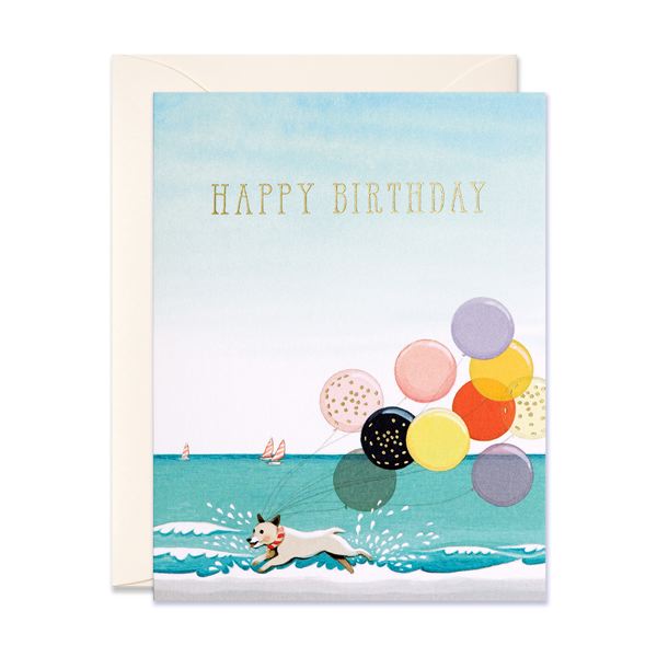 Greeting Card / Happy Birthday with Splashing Dog