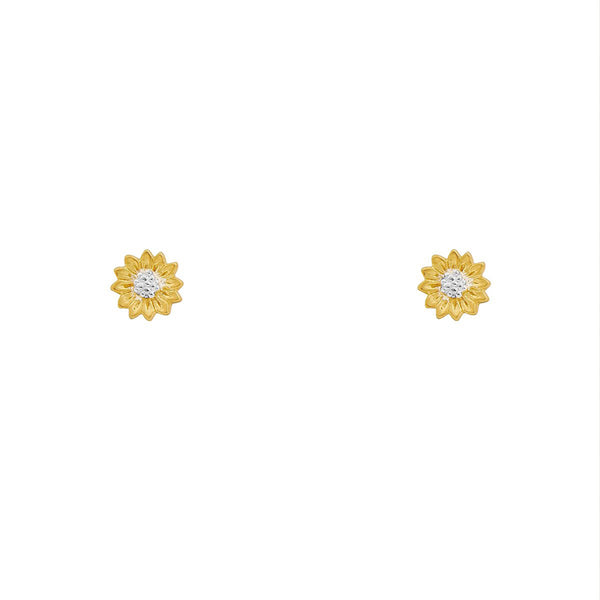 Delicate Sunflower Studs/ Two Tone